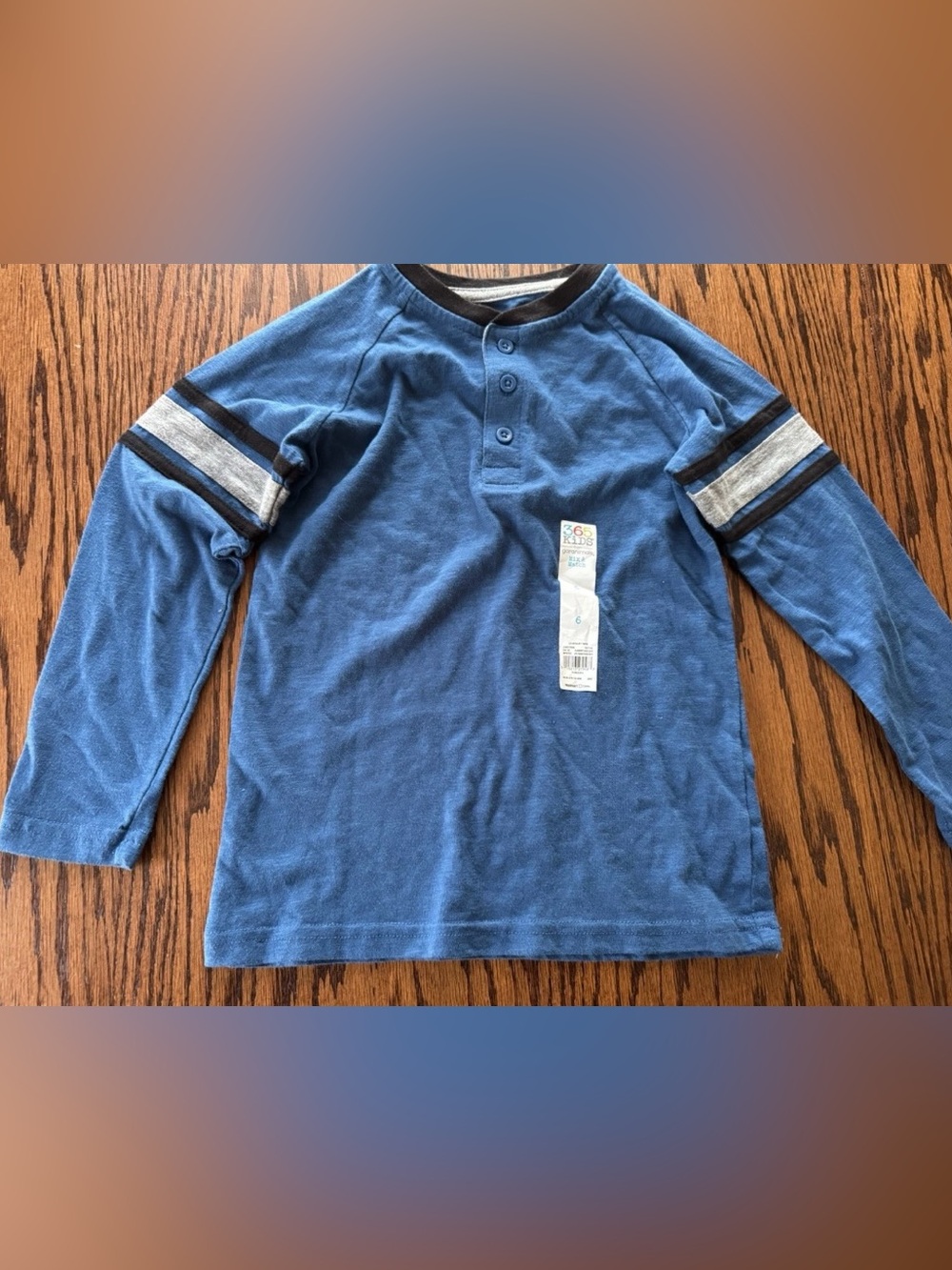 NWT Boys Size 6 Blue Henley Long Sleeve Tee Shirt Tshirt Garanimals